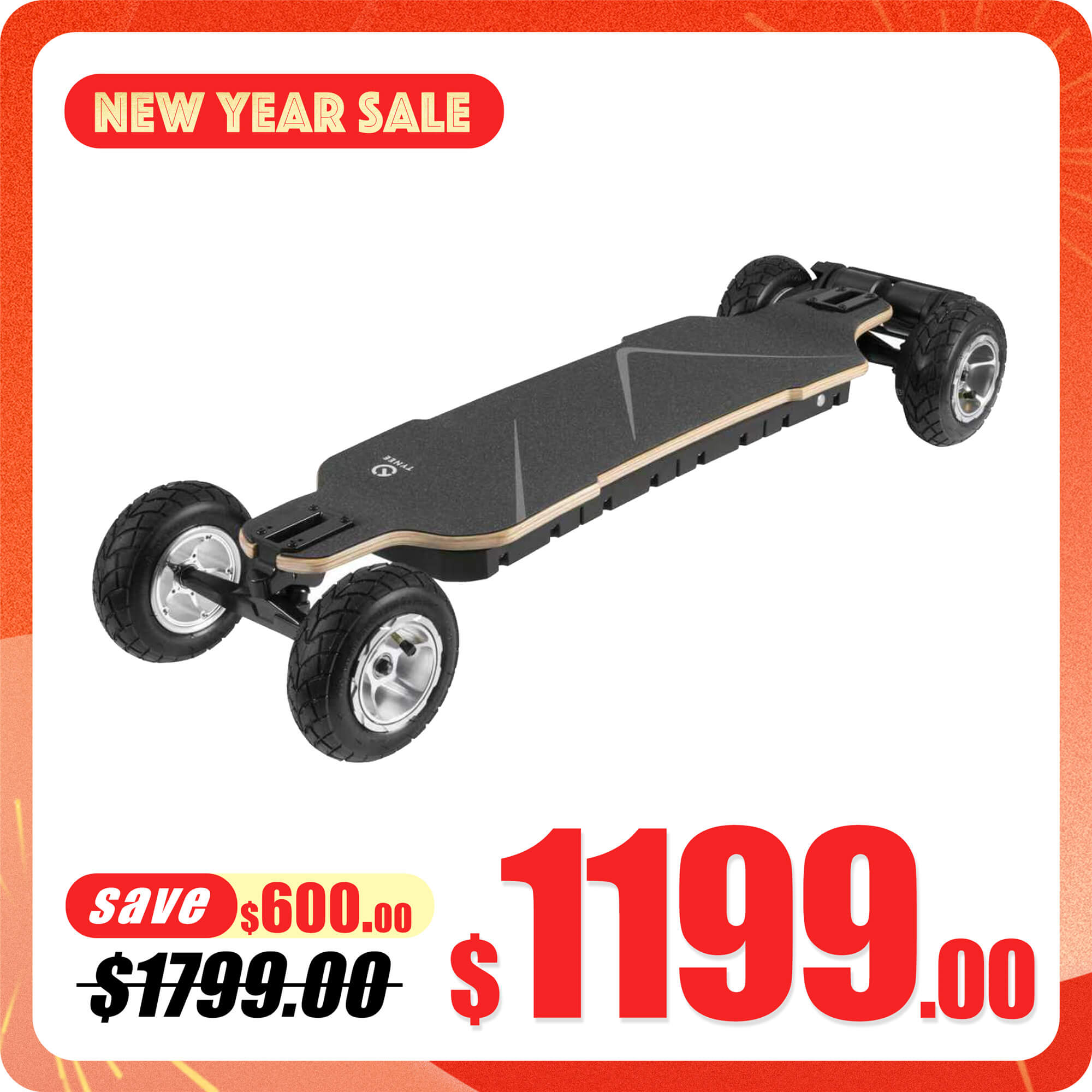 Tynee Explorer Pro Belt Motors Flexible Deck All Terrain Off Road Electric Skateboard & Longboard