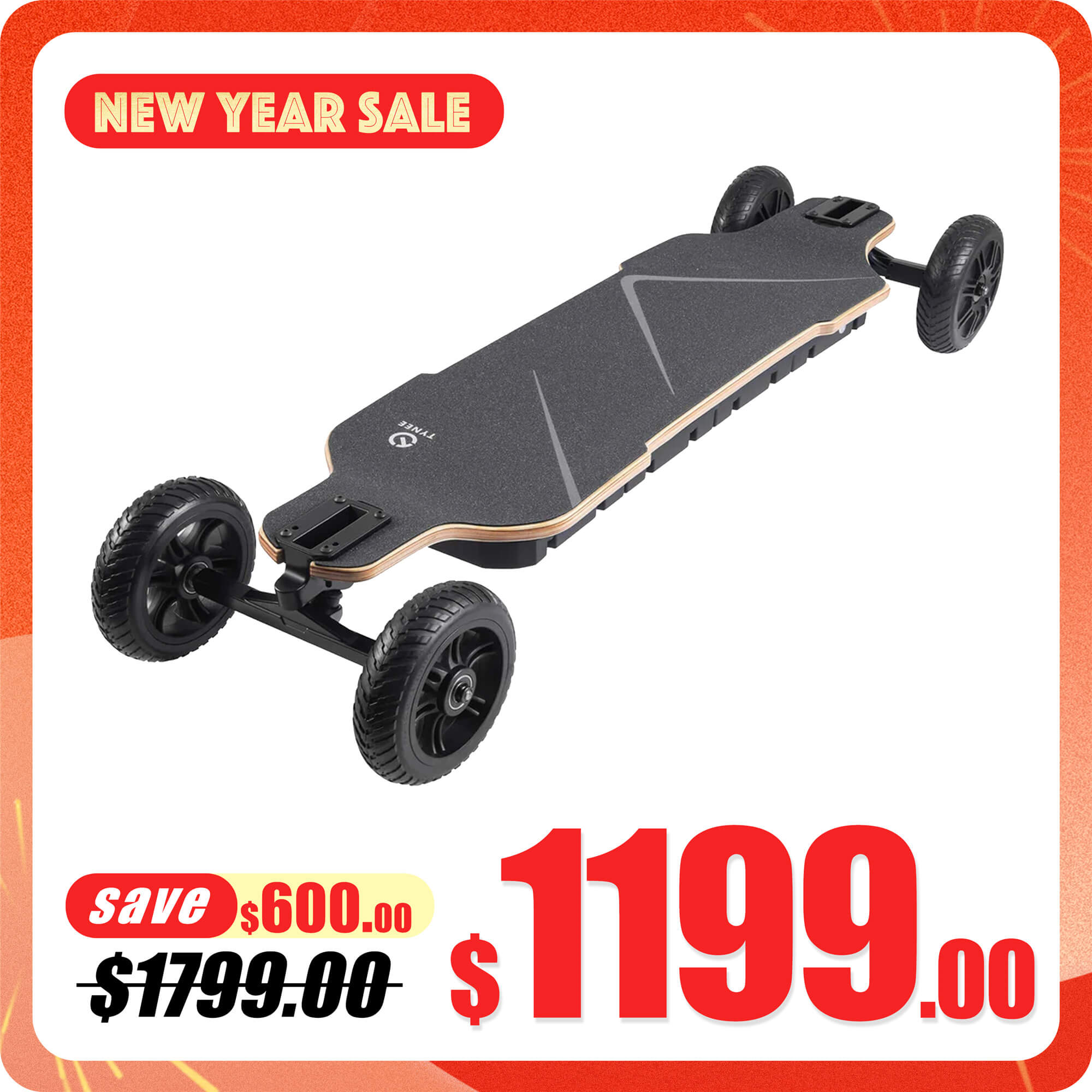 Tynee Explorer Pro Hub Motor All Terrain Off Road Electric Skateboards & Longboards